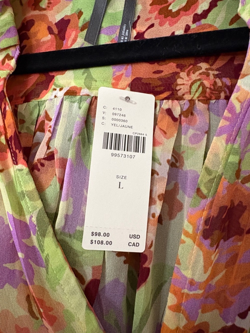 Anthropologie The Estela Short-Sleeve Viscose Sheer Floral Blouse Sz Large - Picture 8 of 9